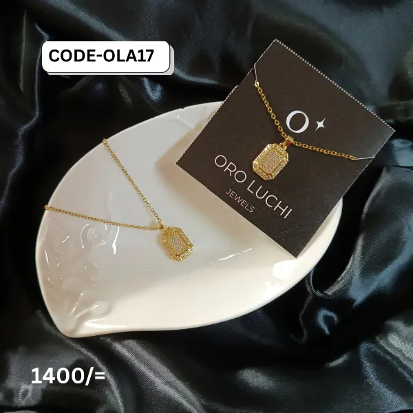 Oro Luchi Full Diamond Square Plate Pendant Choker