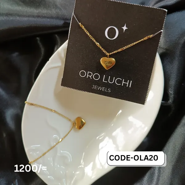 Oro Luchi Smooth Polish Solid Heart Gold Necklace
