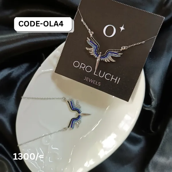 Oro Luchi Angel Wings Gradient Blue Clavicle Chain