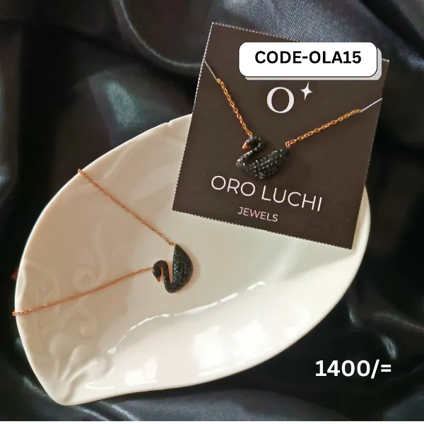 Oro Luchi Elegant Fashion Rose Gold Black Swan Necklace