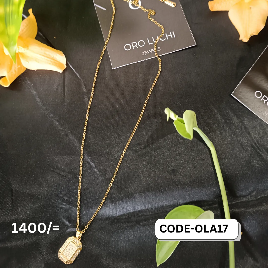 Oro Luchi Full Diamond Square Plate Pendant Choker