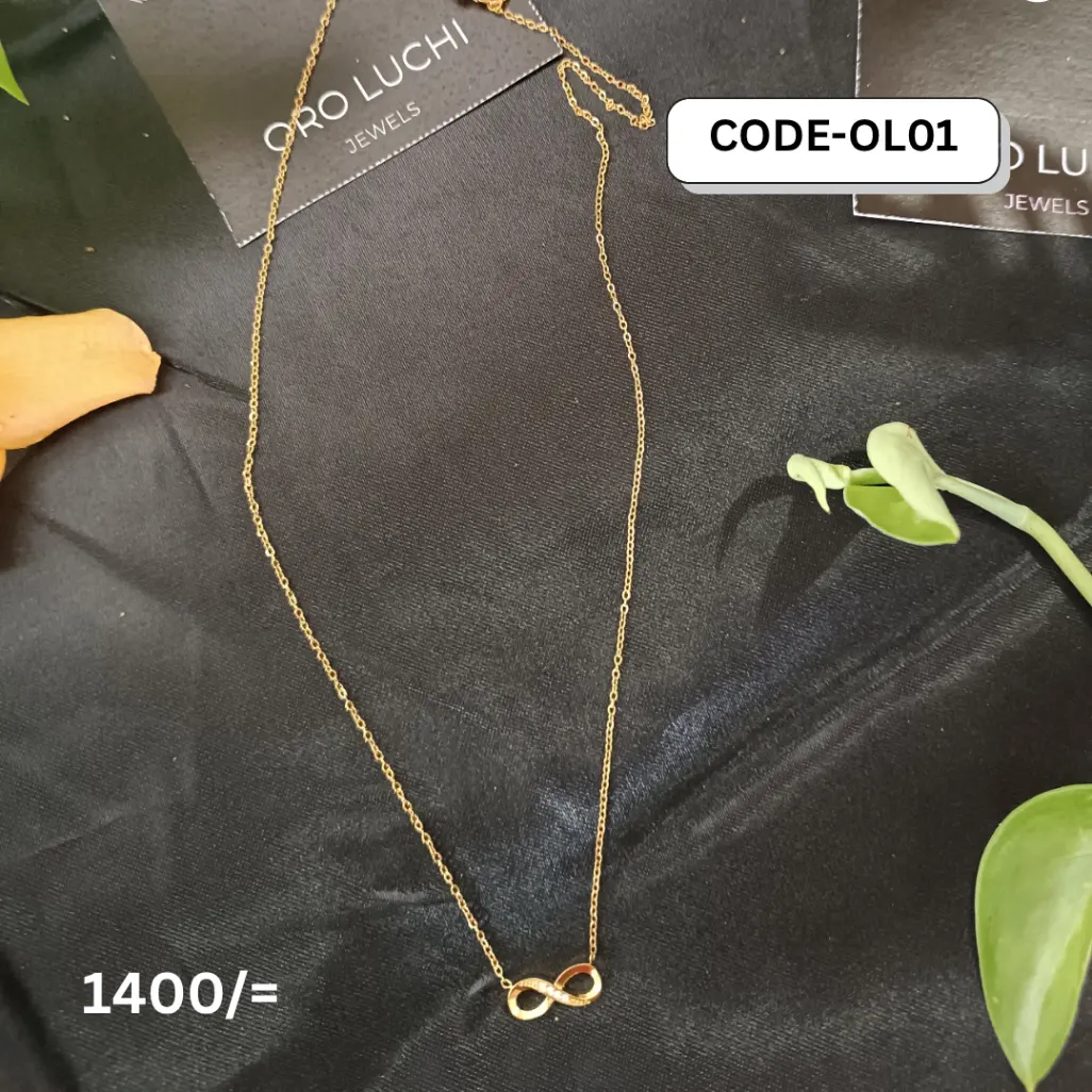 Oro Luchi Infinite Loop Symbol Plain Zircon Necklace