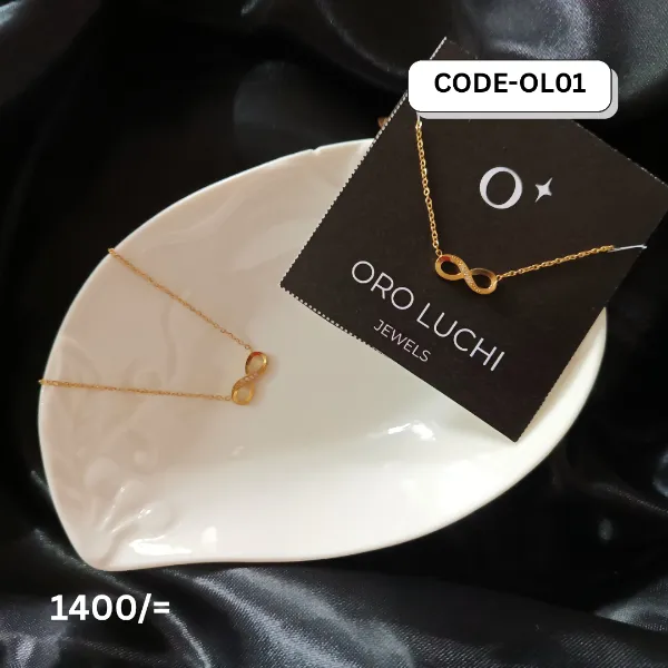 Oro Luchi Infinite Loop Symbol Plain Zircon Necklace