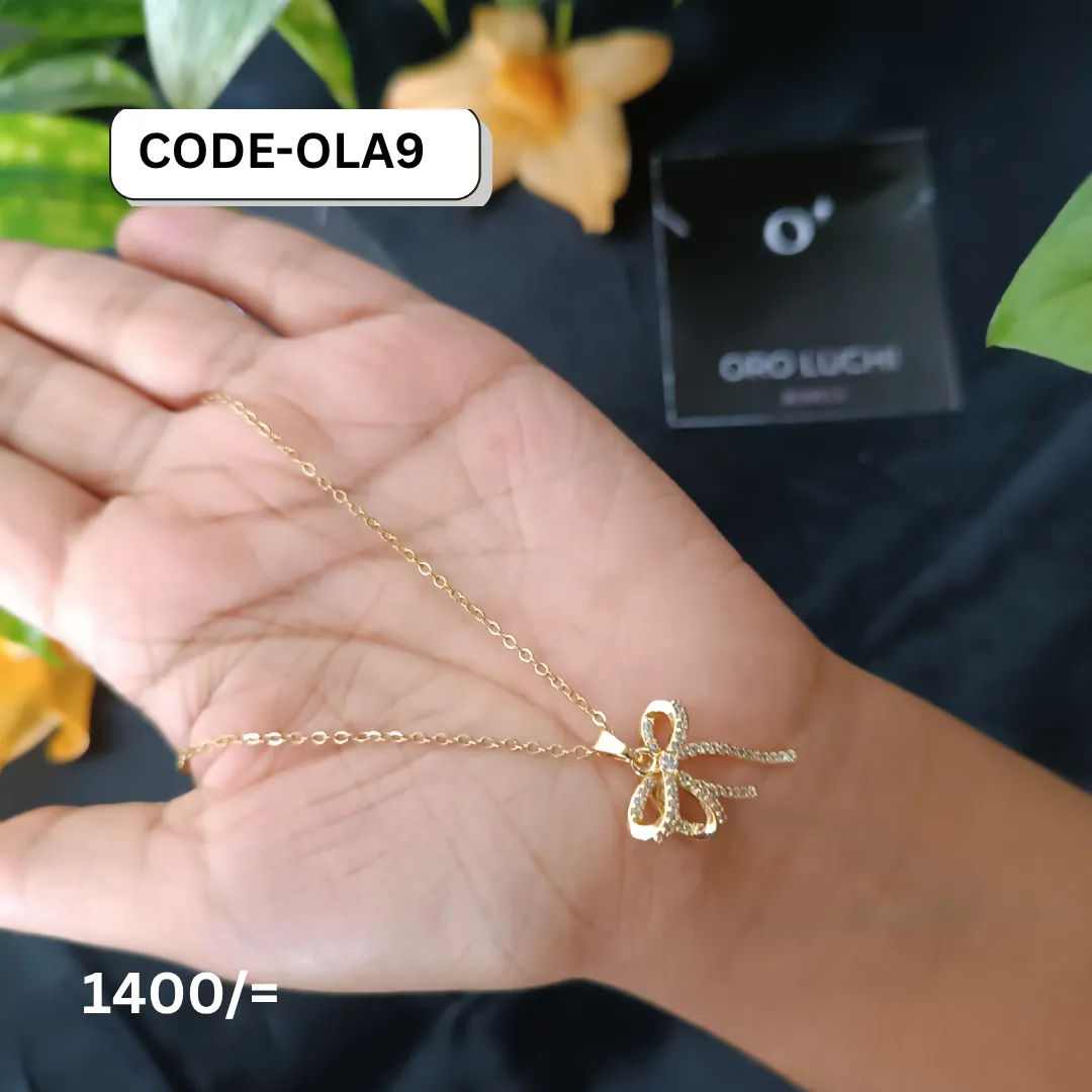 Oro Luchi Full Diamond Bow Knot Pendant Necklace