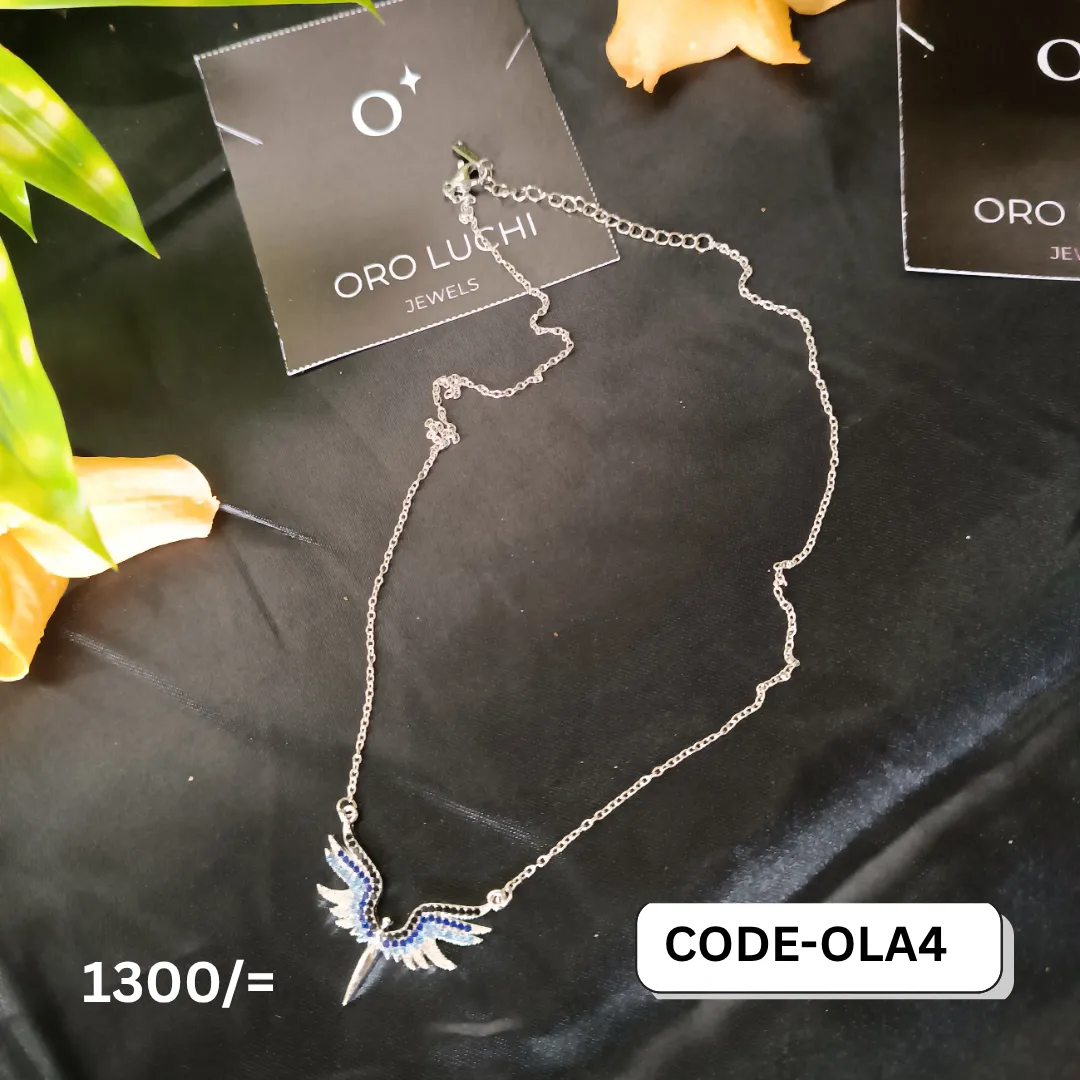 Oro Luchi Angel Wings Gradient Blue Clavicle Chain