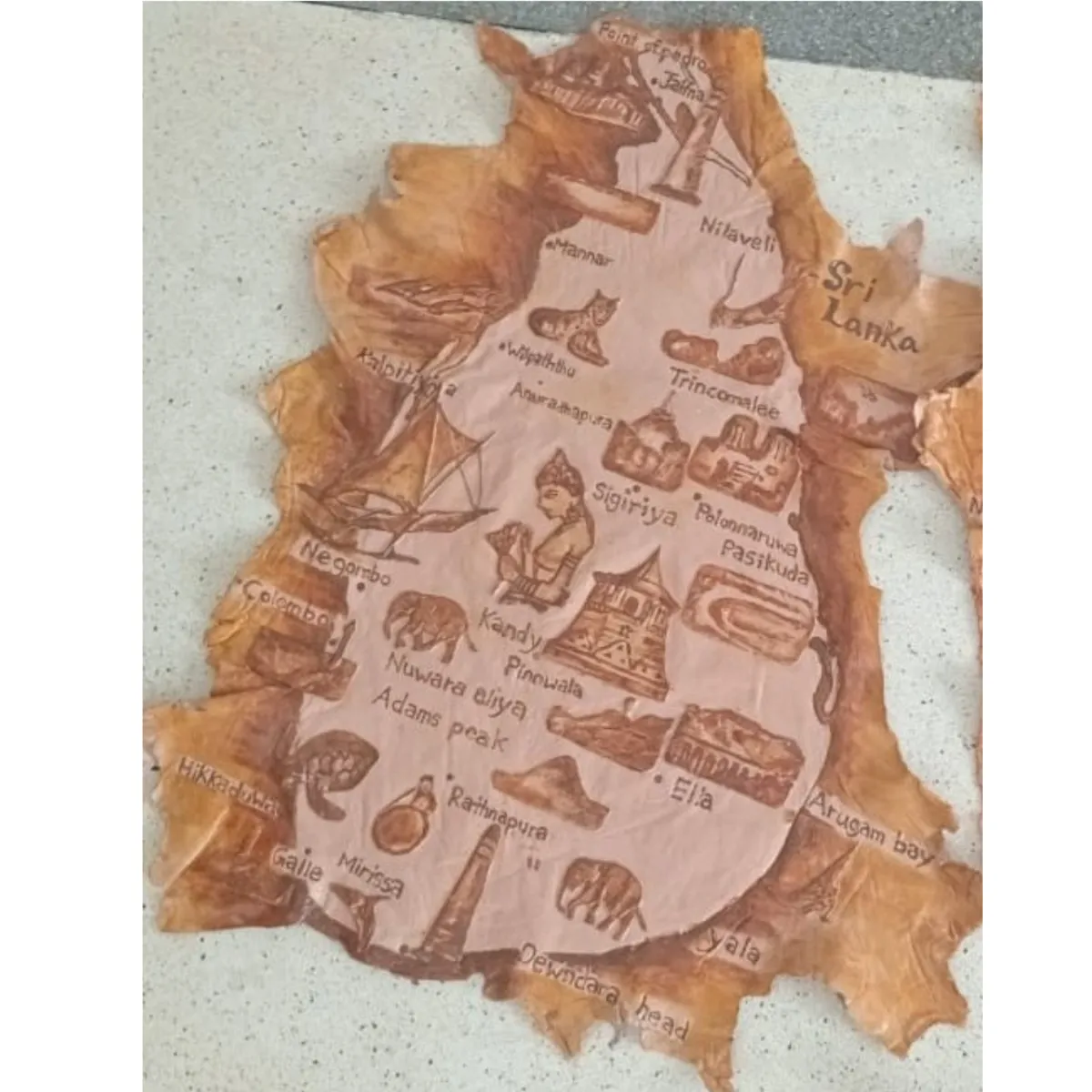 Handcrafted Genuine Leather Sri Lanka Map